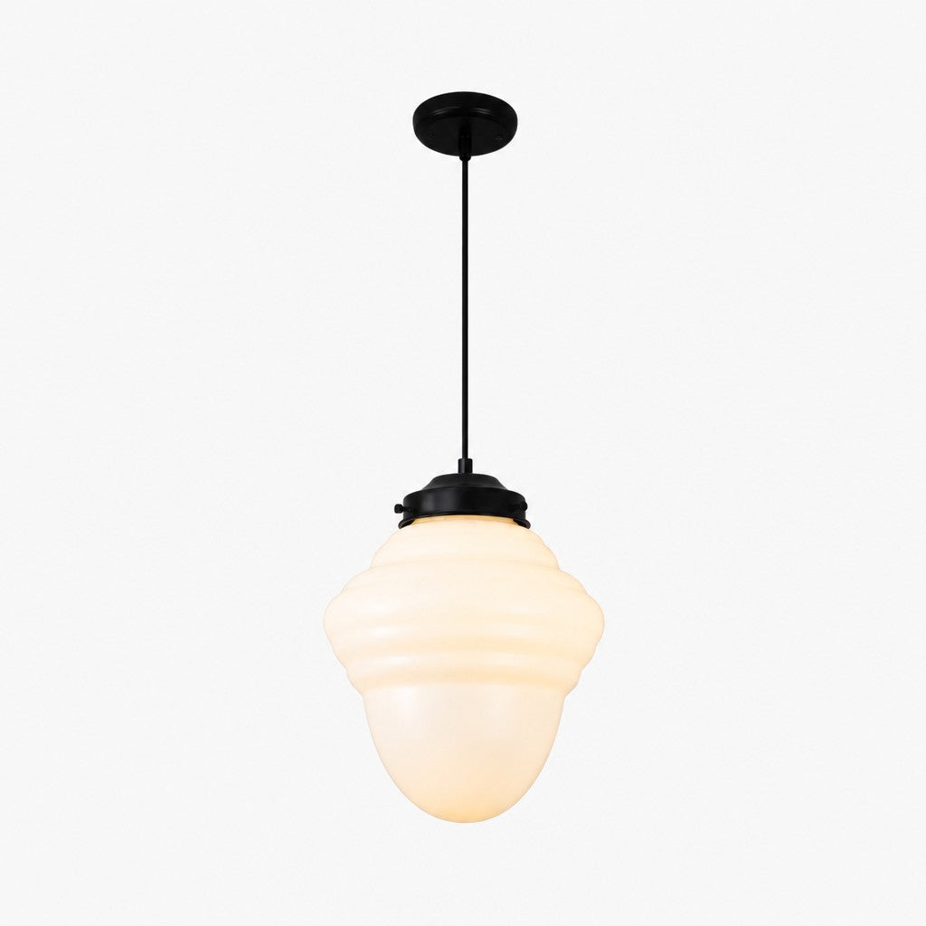 Vintage Art Deco Milk Glass Pendant Light