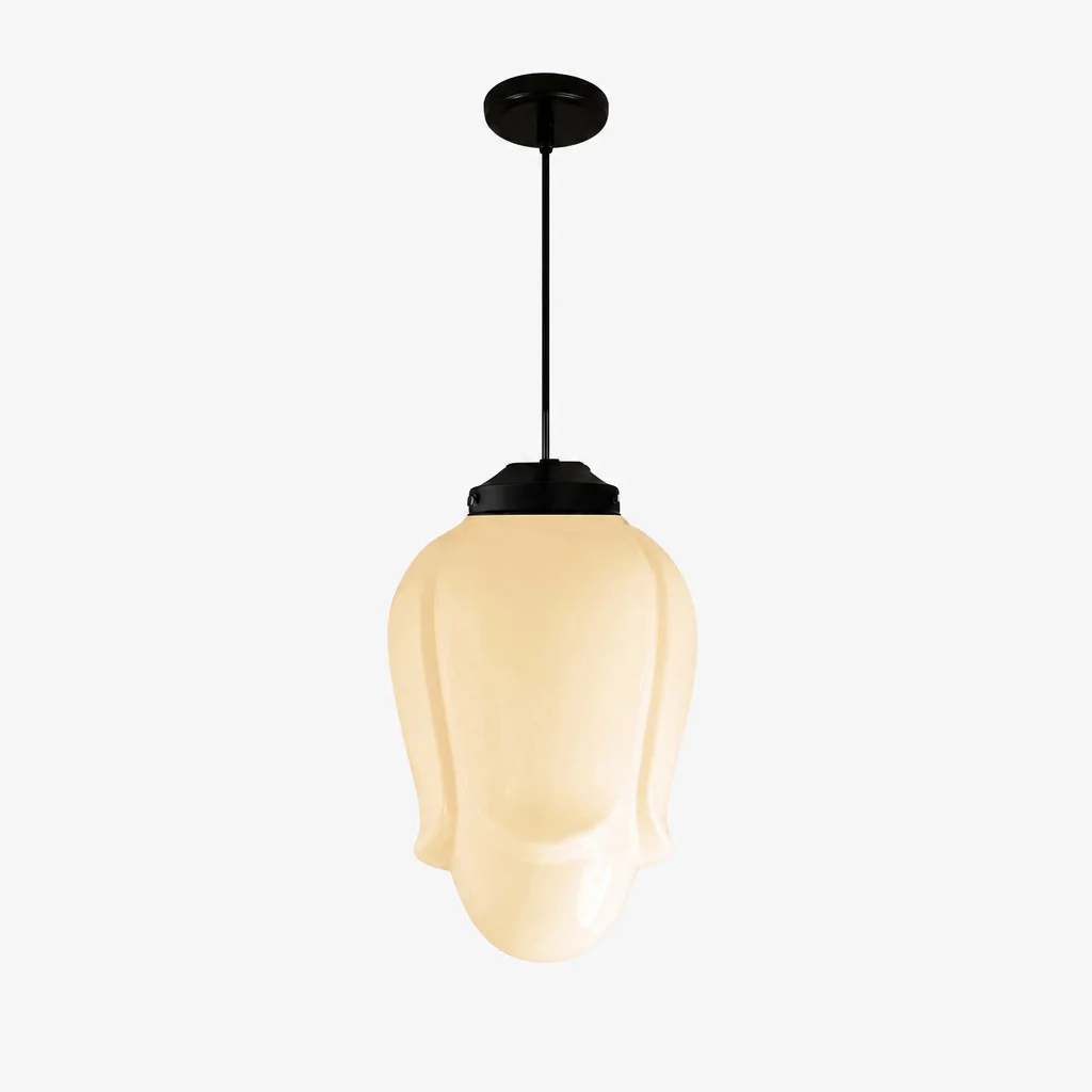 Vintage Art Deco Milchglas Pendelleuchte