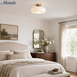 Load image into Gallery viewer, Retro Brass Bauhaus Glass Disc Ceiling Lamp