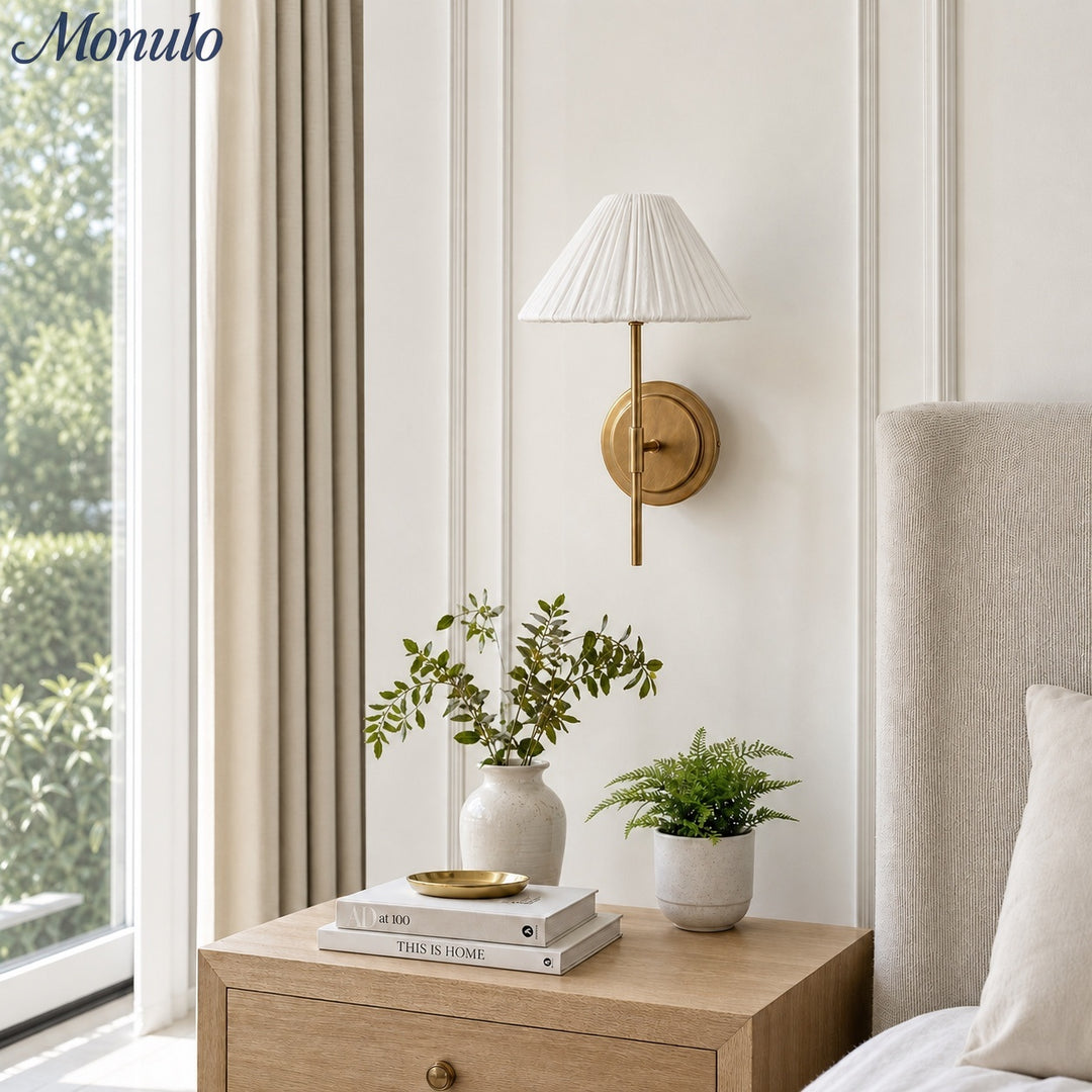 Blossine Elegant Bronze & Linen Wall Sconce – Classic Design for Bedroom & Hallway
