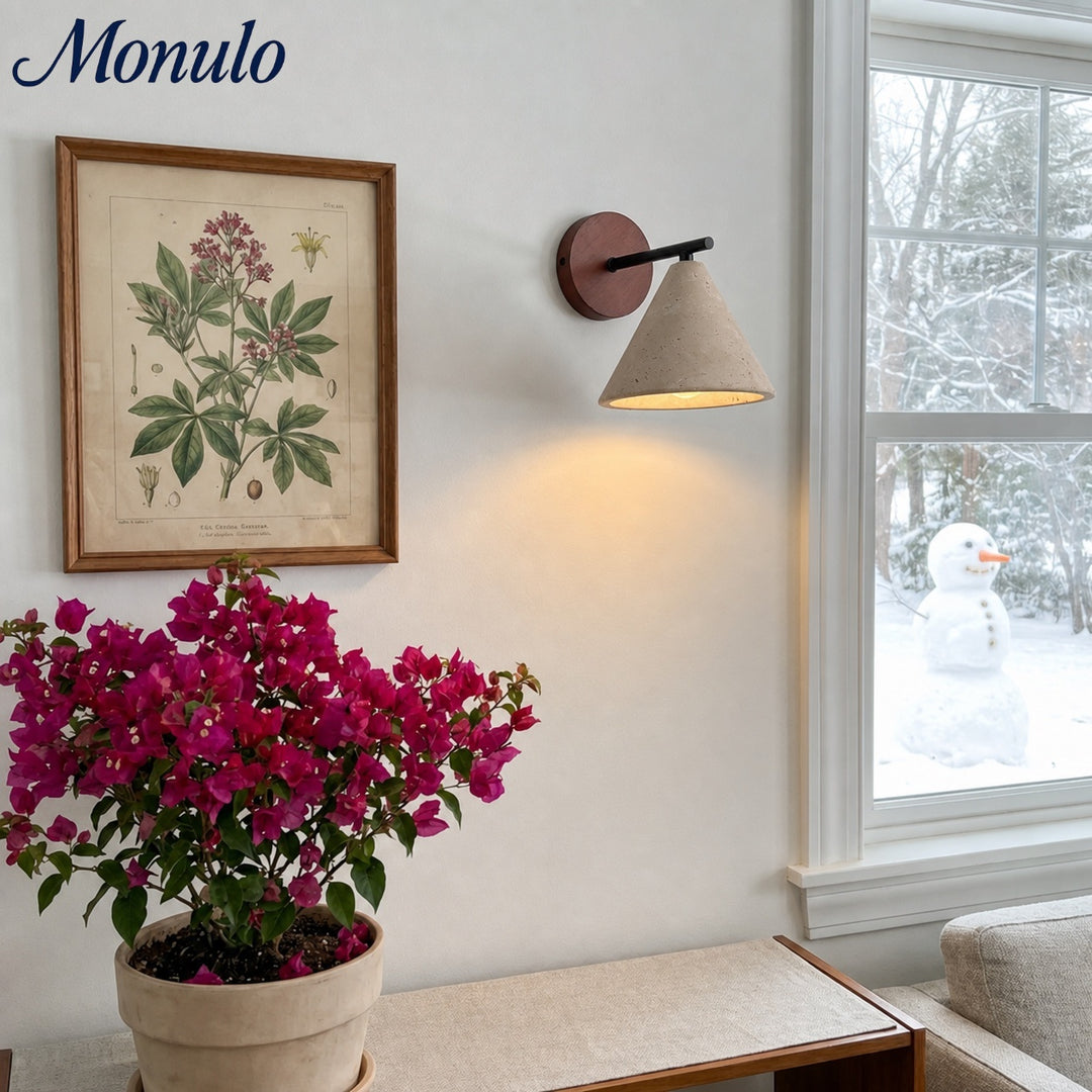 Modern Tapered Travertine Wall Sconce - Minimalist Accent Lighting for Bedroom