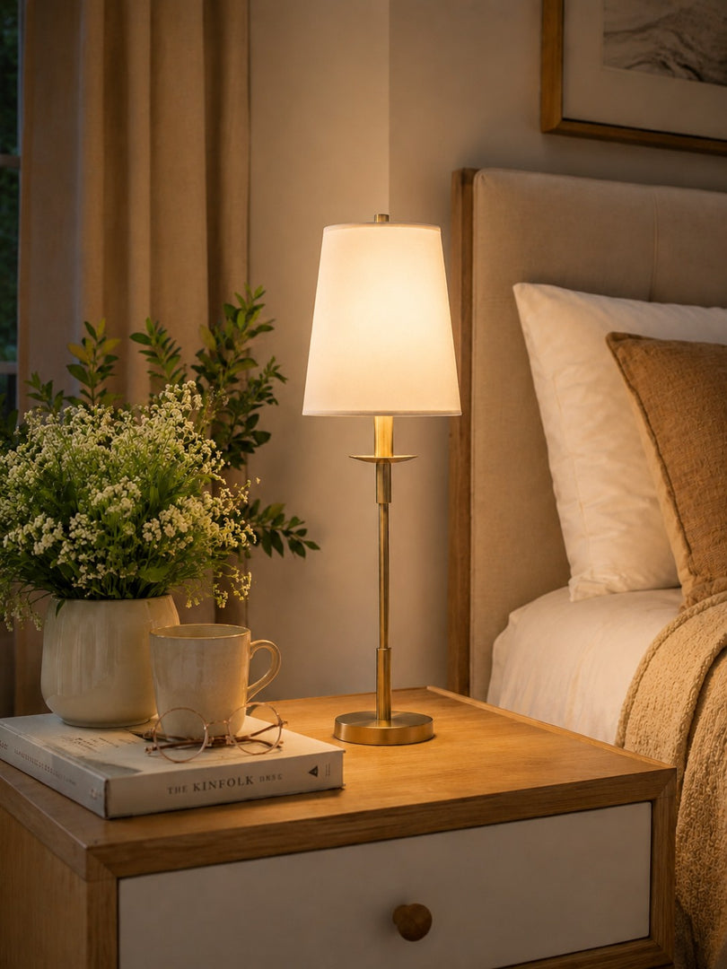 Rowan Linen Iron Table Lamp - Elegant Traditional Bedside Lighting