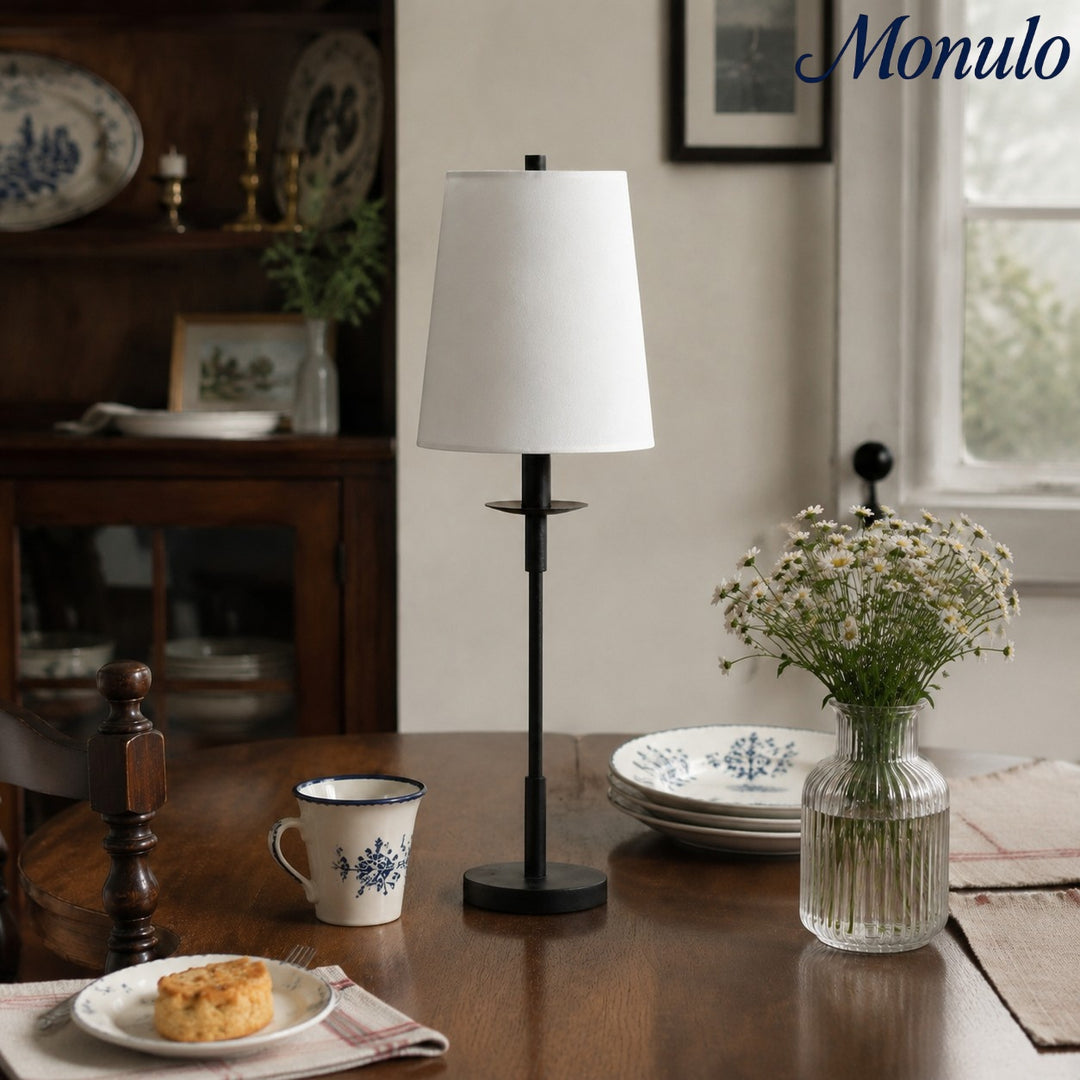 Rowan Linen Iron Table Lamp - Elegant Traditional Bedside Lighting