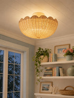 Bild in Gallery-Viewer laden, Olvara gewellte Rattan-Blasen-Deckenleuchte – Boho Anders Stil Deckenlampe für Schlafzimmer