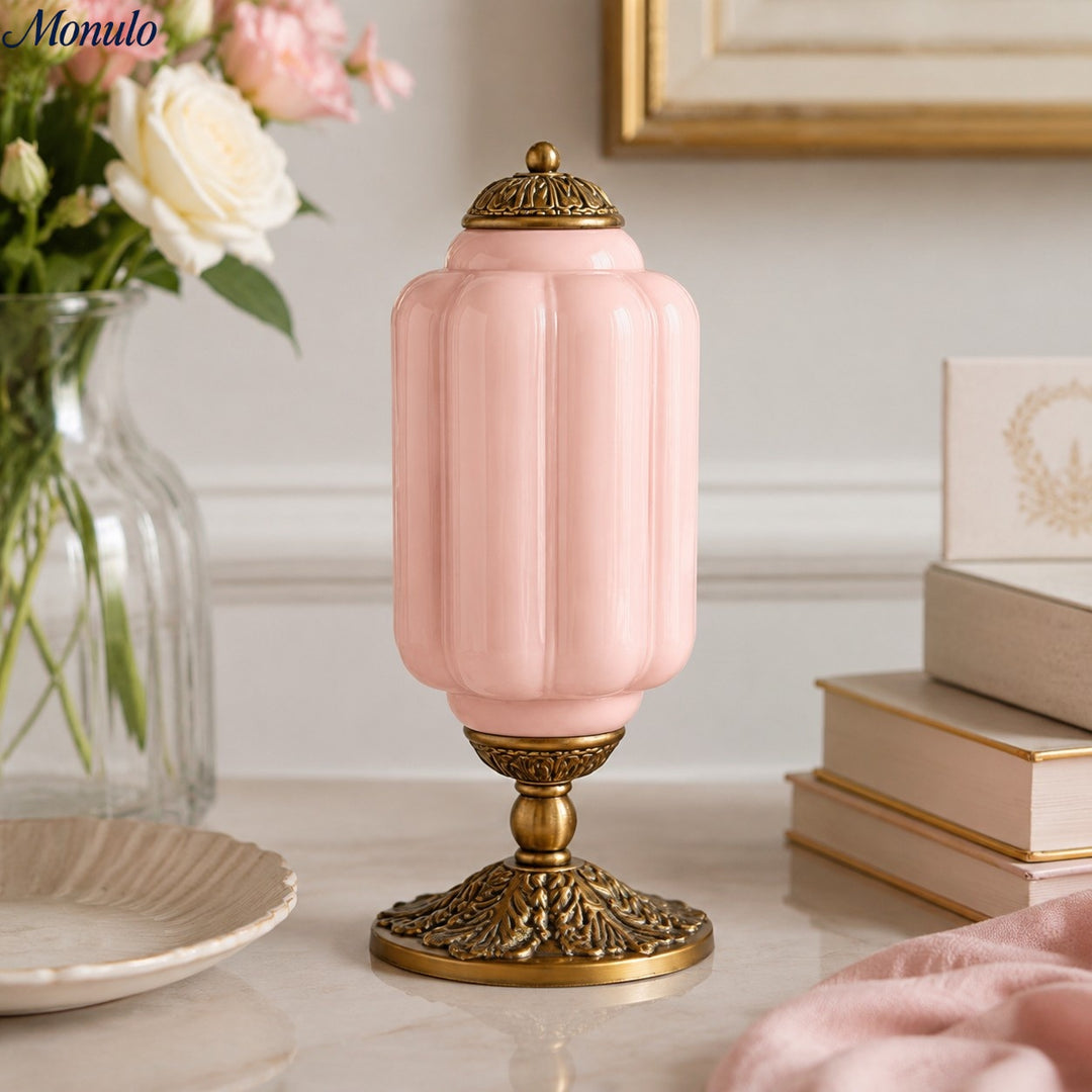 Eloise Scallop Glass Shade Vintage-Inspired Table Lamp for Bedroom and Living Room Accent Lighting