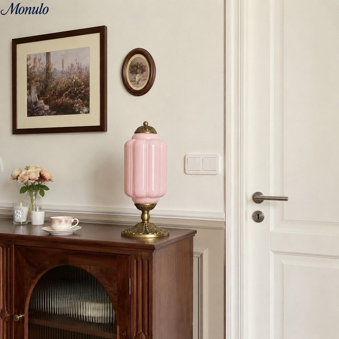Eloise Scallop Glass Shade Vintage-Inspired Table Lamp for Bedroom and Living Room Accent Lighting