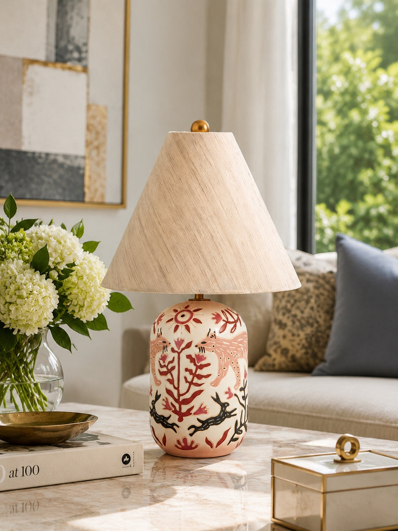 Ceruna Ceramic Table Lamp Wax Resist Design - Bedroom Living Room Lighting
