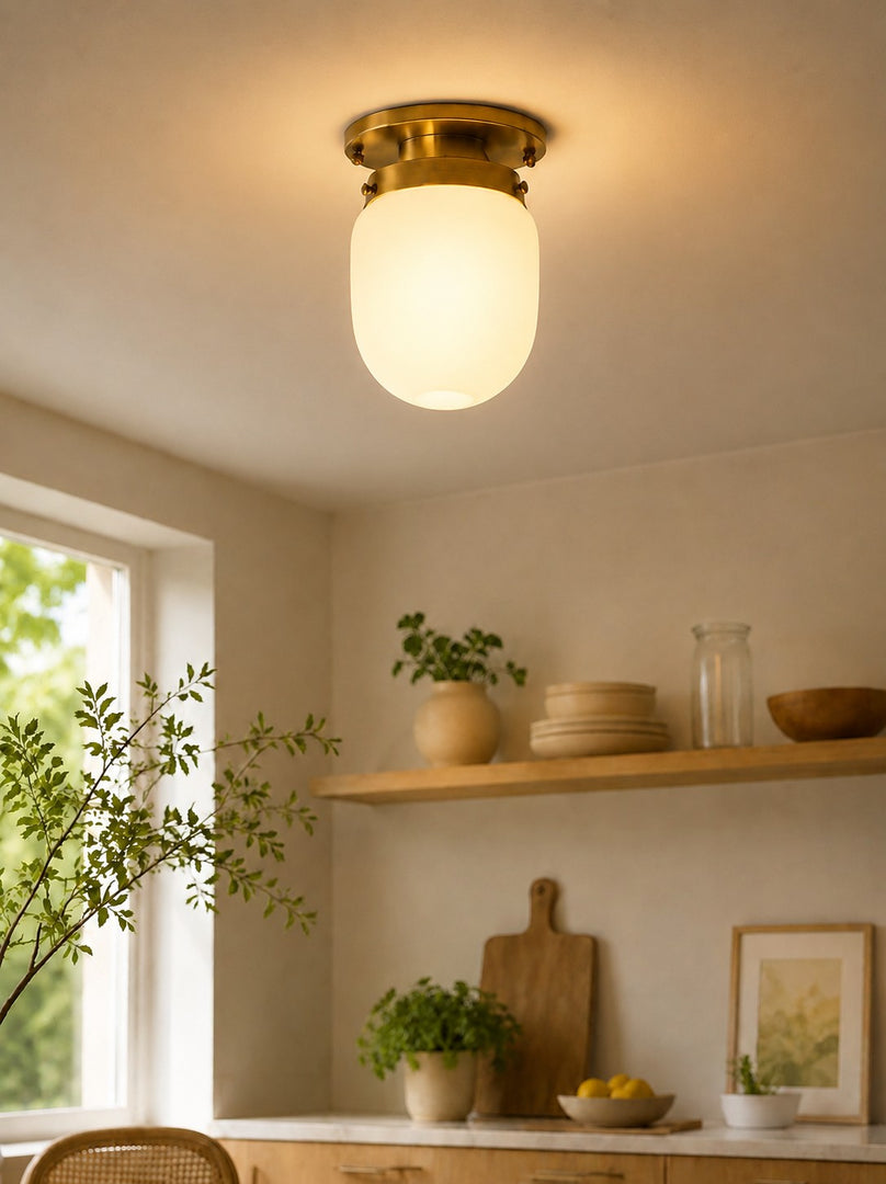 Lámpara de doble función de cristal opalino: elegante luminaria para techo y pared para hogares modernos.