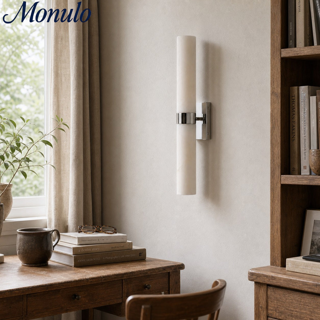 Marcellus Luxury Alabaster Tube Wall Light Modern Architectural Wall Sconce for Bedside Vanity Area