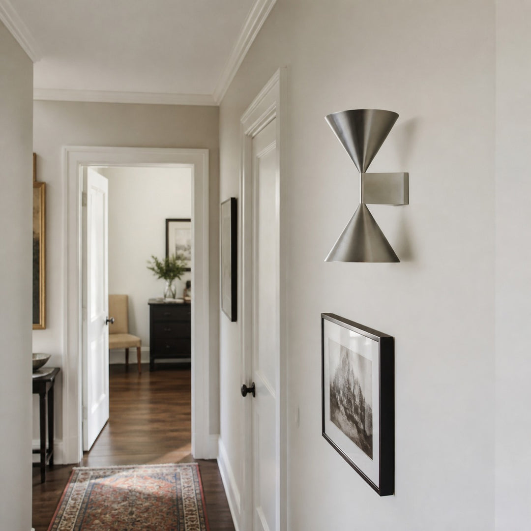 Aplique de Pared Metálico Geométrico Metorq - Diseño Moderno para Luz de Noche en Dormitorio