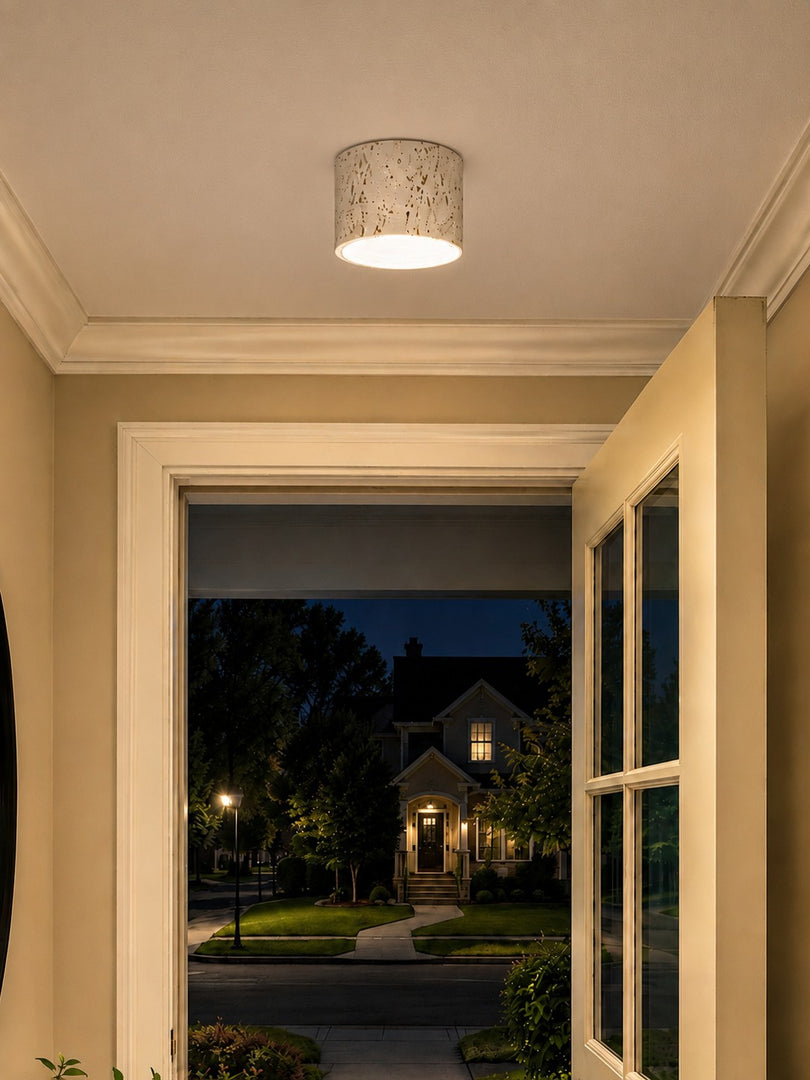 Cylindrical Travertine Lamp - LED Wabi Sabi Ceiling Light for Modern Homes