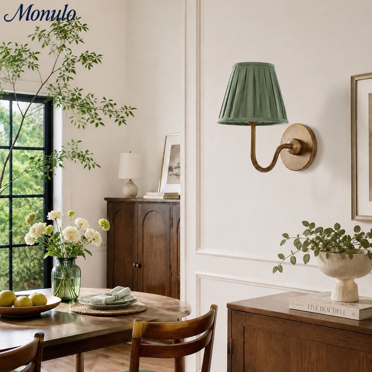 Luvora Fabric Shade Wall Sconce with Drum Shade - Classic Pleated Sconce Light
