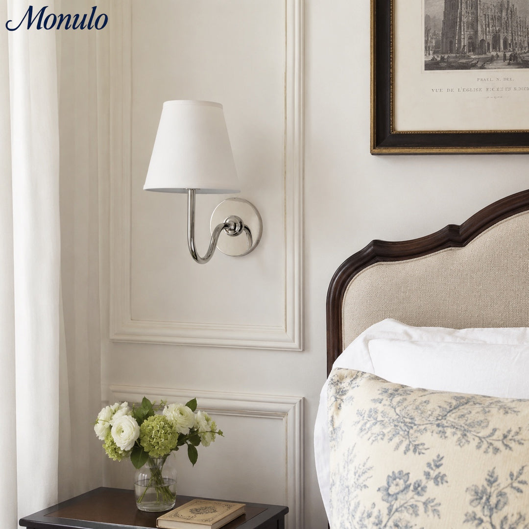Applique murale en tissu Luvora avec abat-jour tambour - Applique plissée classique
