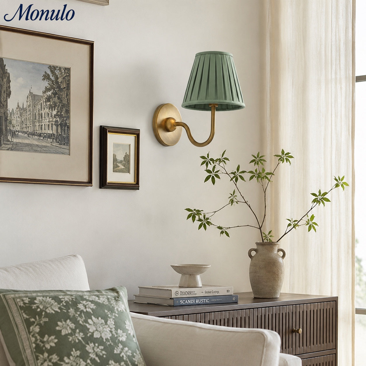 Luvora Fabric Shade Wall Sconce with Drum Shade - Classic Pleated Sconce Light
