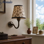 Load image into Gallery viewer, Solmire Fabric Wall Sconce - Vintage Linen Cotton Shade with Curved Metal Arm for Bedroom and Hallway