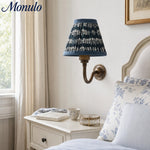 Load image into Gallery viewer, Solmire Fabric Wall Sconce - Vintage Linen Cotton Shade with Curved Metal Arm for Bedroom and Hallway