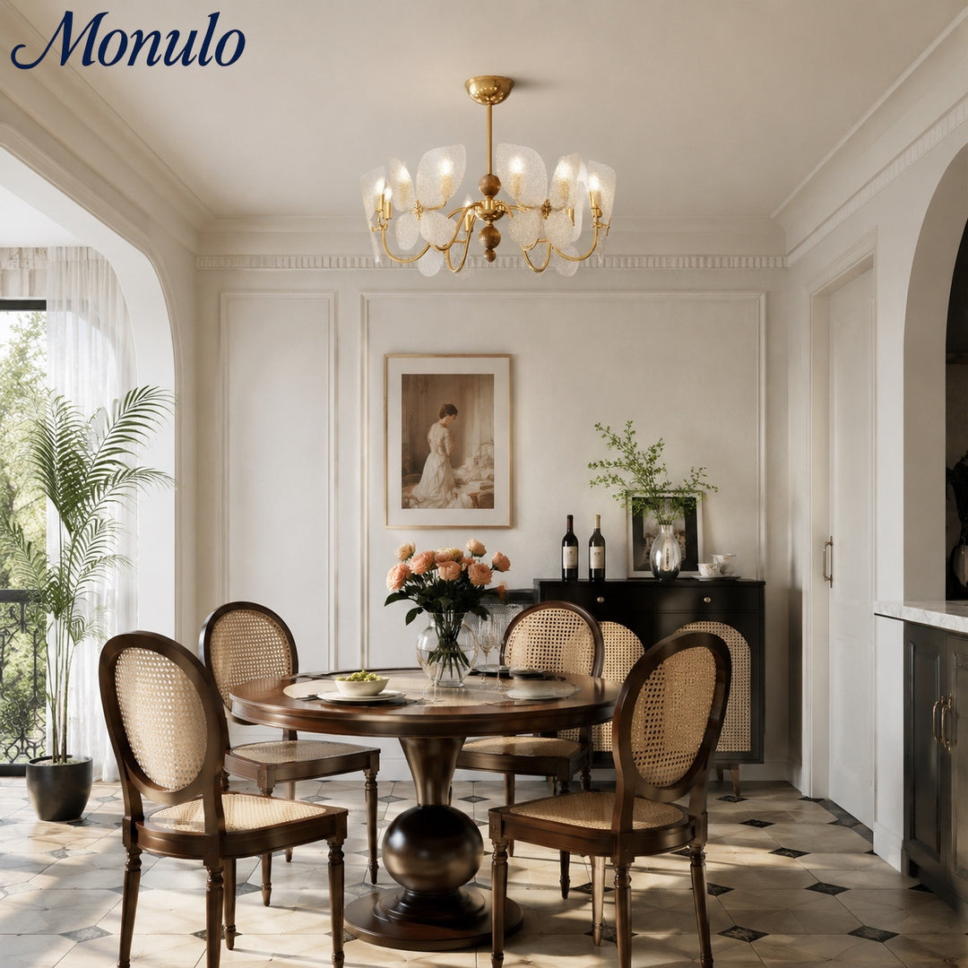 Candelabro Lucenda Butterfly - Lámpara de declaración vintage francesa de acrílico dorado para isla de cocina  