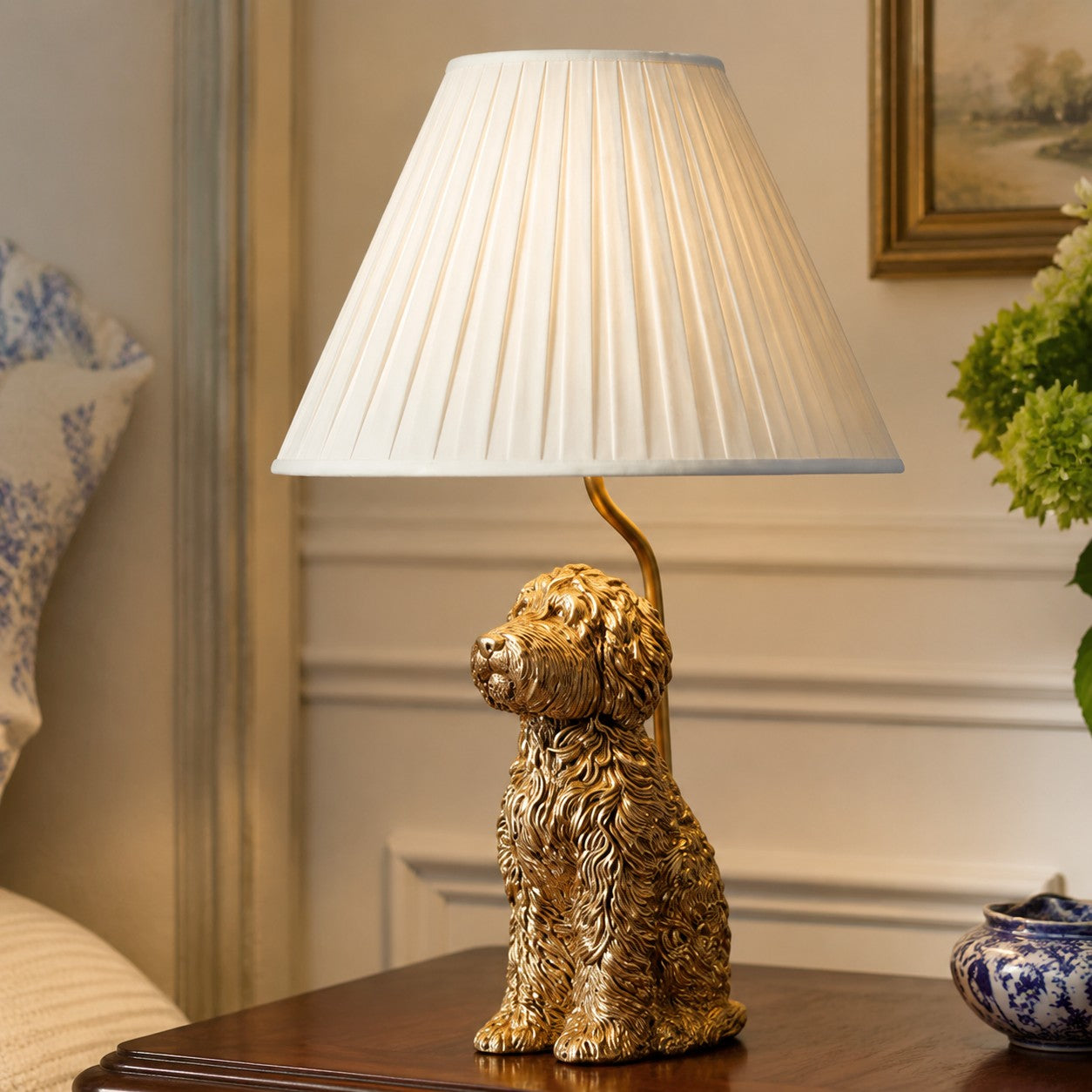 Pawdia Animal Bedside Table Lamp - Classic Fabric Shade Lighting
