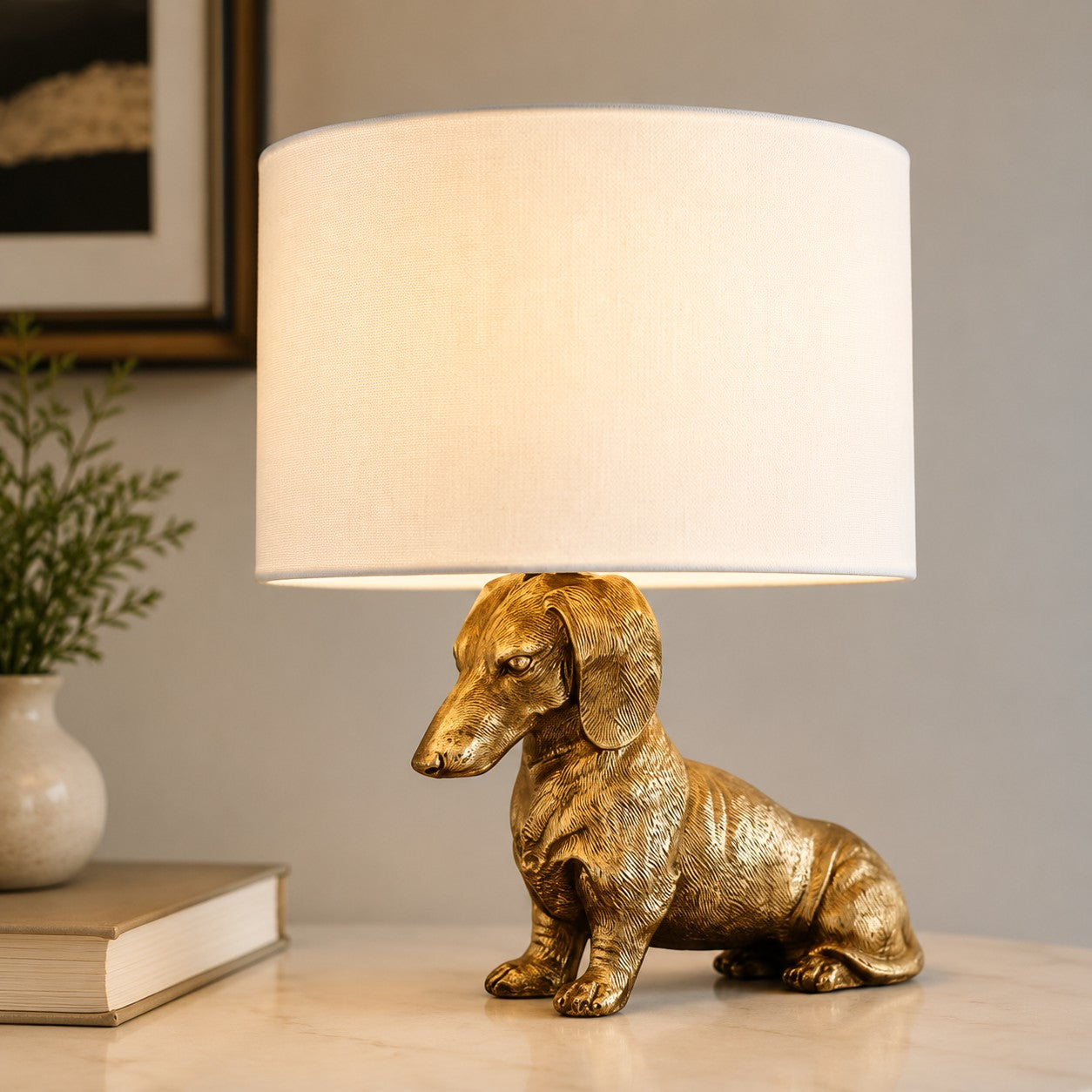 Pawdia Animal Bedside Table Lamp - Classic Fabric Shade Lighting