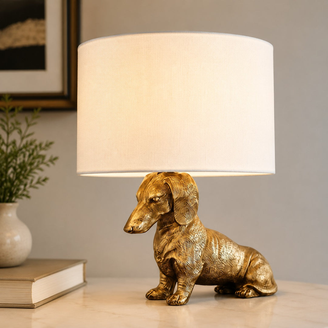 Pawdia Animal Bedside Table Lamp - Classic Fabric Shade Lighting