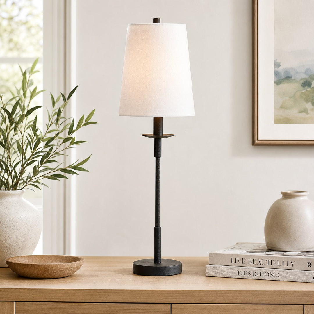 Rowan Leinen Bügeleisen Tischlampe - Elegante traditionelle Nachttischbeleuchtung