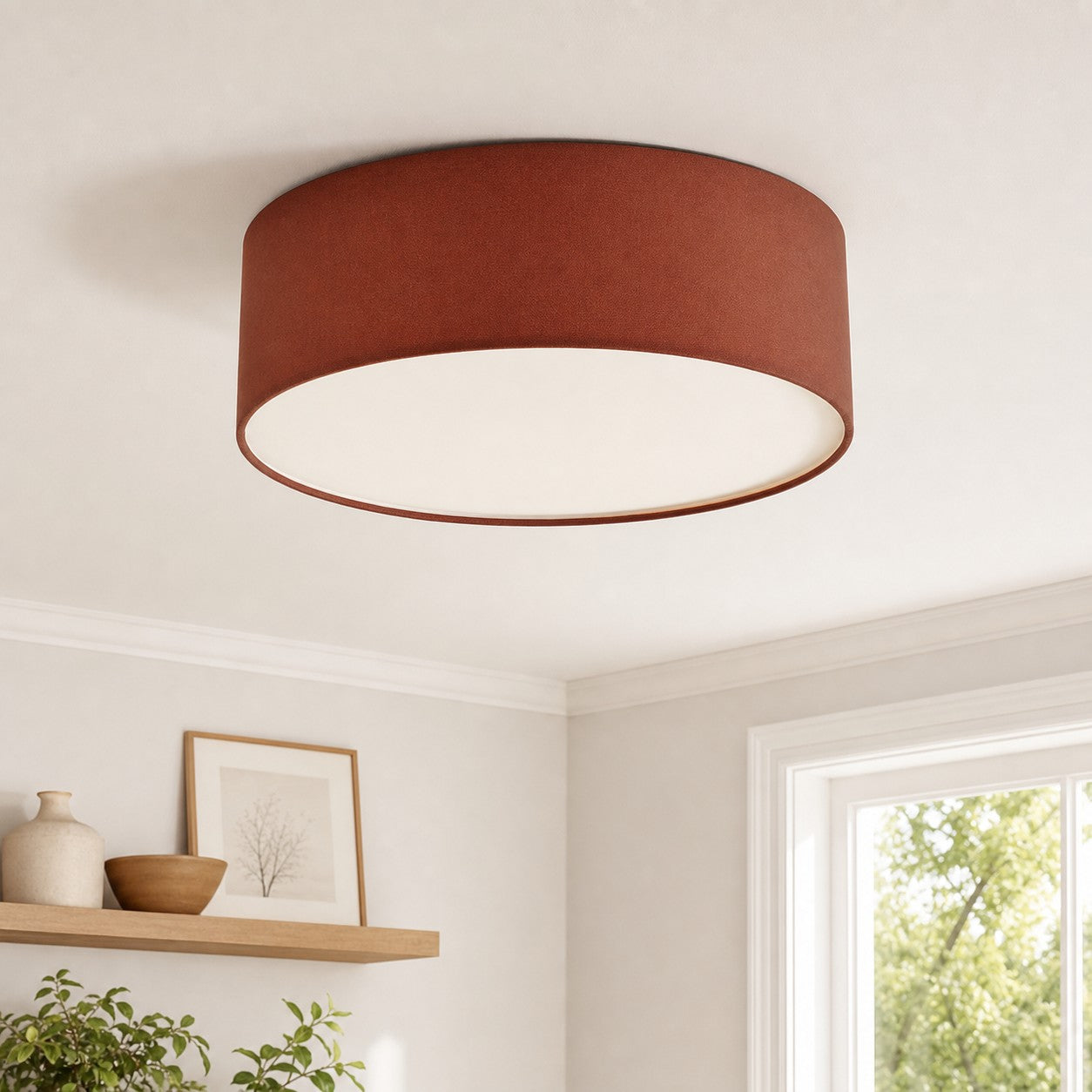 Dumora Drum Flush Mount Ceiling Light - Linen Shade Modern Elegance