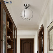 Kallera Flush Mount Ceiling Light - Glass and Metal Planet Orb Space Age Light for Bedroom and Hallway