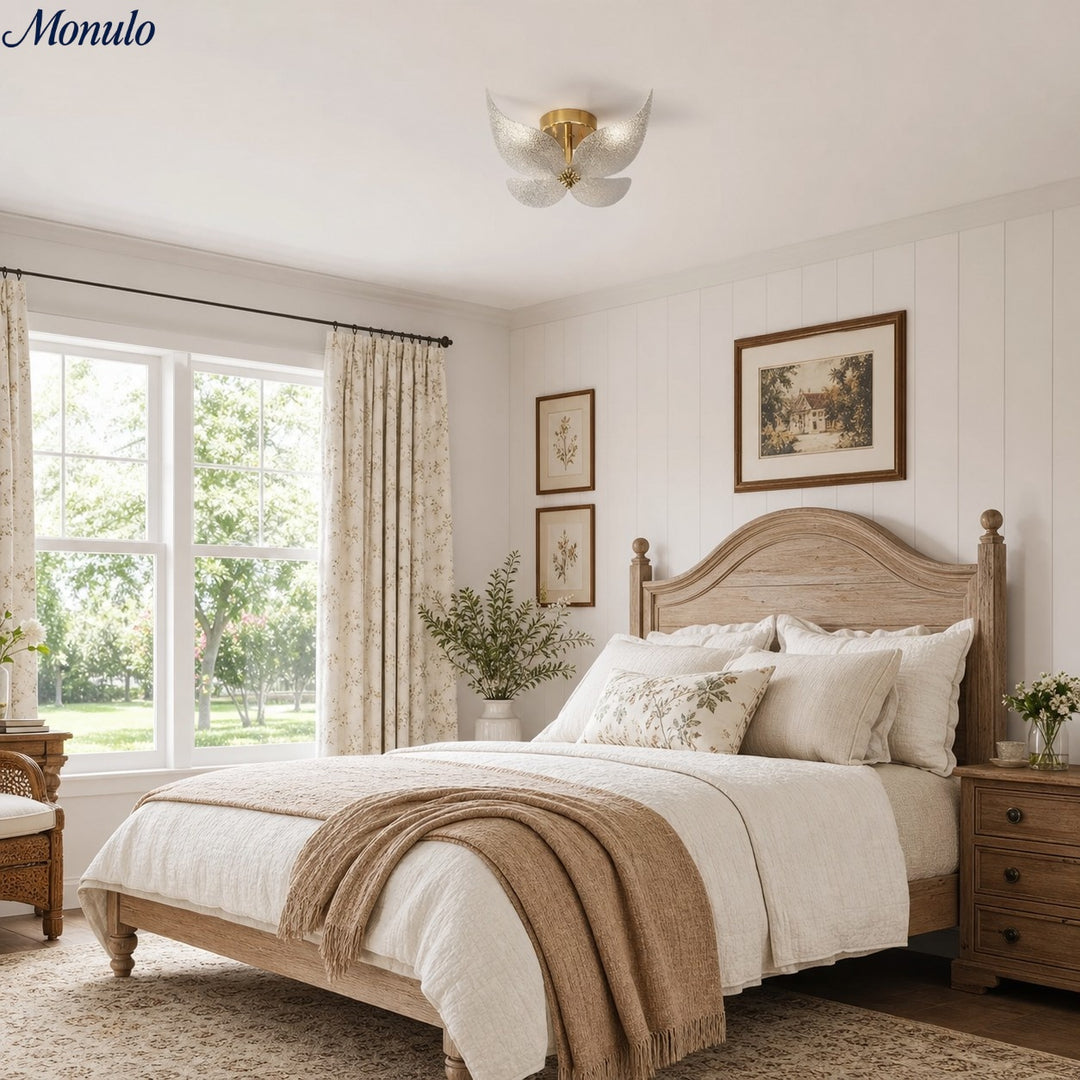 Lucenda Butterfly Flush Mount Ceiling Light - Gold Acrylic Retro Lamp for Hallway and Entryway