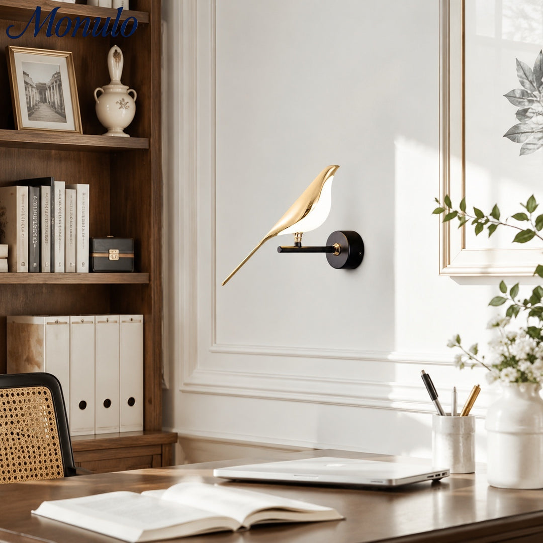 Applique murale Pawdia Bird - Lampe murale moderne en métal et acrylique LED pour chambre et couloir