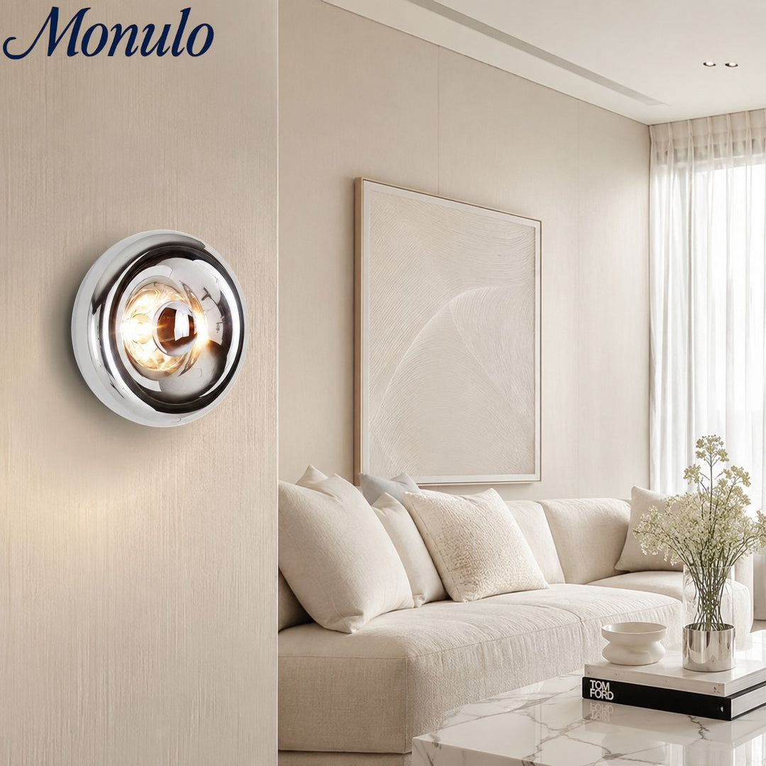 Ivoran Wandleuchte - Runde Glas- und Metallleuchte im modernen Design für moderne Innenräume
