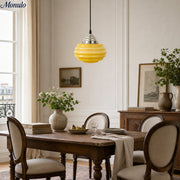 Cirren Glass Pendant Light - Ribbed Hand-Blown Retro Hanging Lamp for Bedroom and Entryway