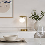 Cargar imagen en el visor de la Galería, Lámpara de Mesa Globo Dorado Moderna Kallera - Estructura Geométrica de Metal y Vidrio para Mesita de Noche y Oficina en Casa