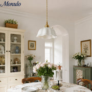 Eloria Ceramic Pendant Light - White Flower Shade with Brass Finish for Kitchen and Dining Room