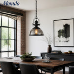 Load image into Gallery viewer, Ivoran Industrial Pendant Light - Smoky Glass Globe Metal Fixture for Kitchen Island and Dining Room