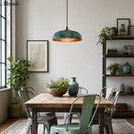 Load image into Gallery viewer, Ivoran Hammered Copper Dome Pendant Light - Green Patina Vintage Metal for Kitchen and Dining Room