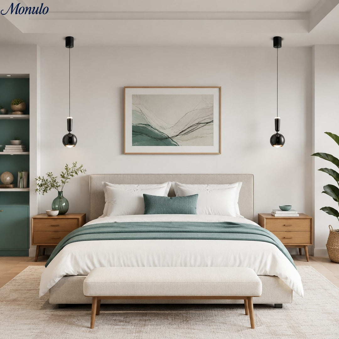 Ivoran Modern Pendant Light - Metal Acrylic Slim Adjustable Hanging Lamp for Bedroom and Hallway