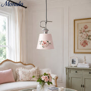 Eloria Blütenanhänger-Lampe – Keramische Vintage-Hängeleuchte mit Blumenmuster aus Messing für Innenräume
