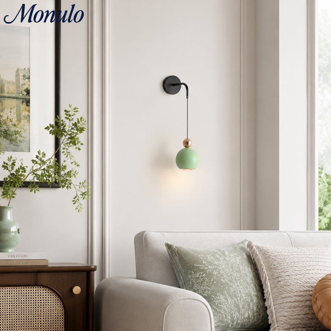Applique murale Ivoran Globe - Lampe d'accent nordique en fer, aluminium et acrylique pour intérieur de chambre