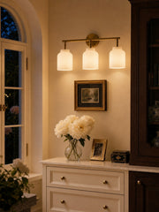 Hanton Modern 3-Light Wall Sconce – Milk Glass Fixture for Bathroom, Hallway, and Living Spaces