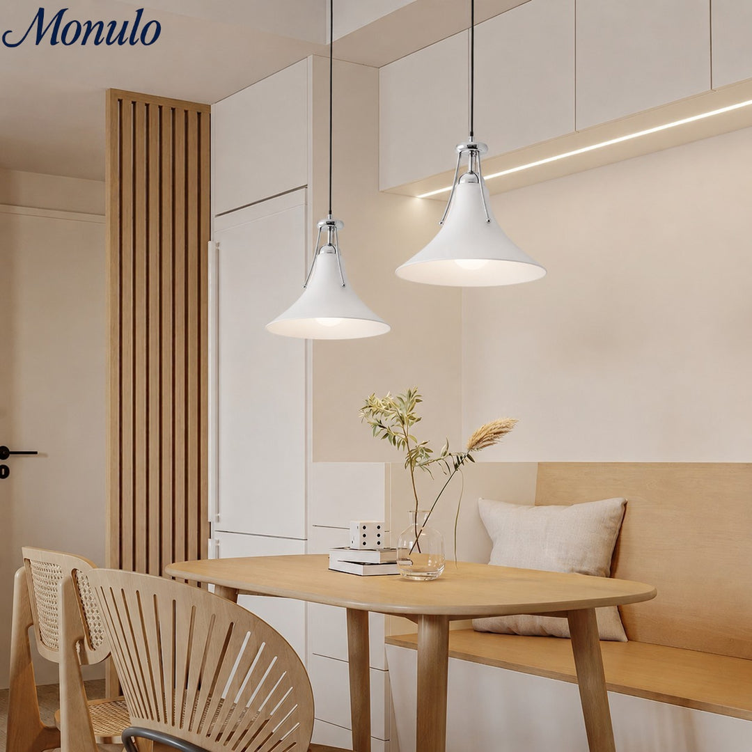 Kallera Pendant Light - White Glass and Chrome Magnolia Style for Bedroom and Hallway