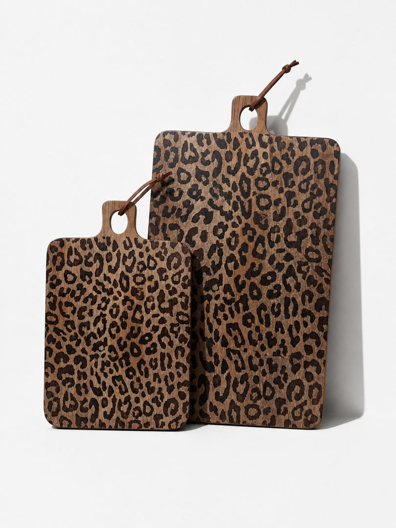 Tabla sólida de madera de sapele con diseño de leopardo - Accesorio funcional para comedor y cocina