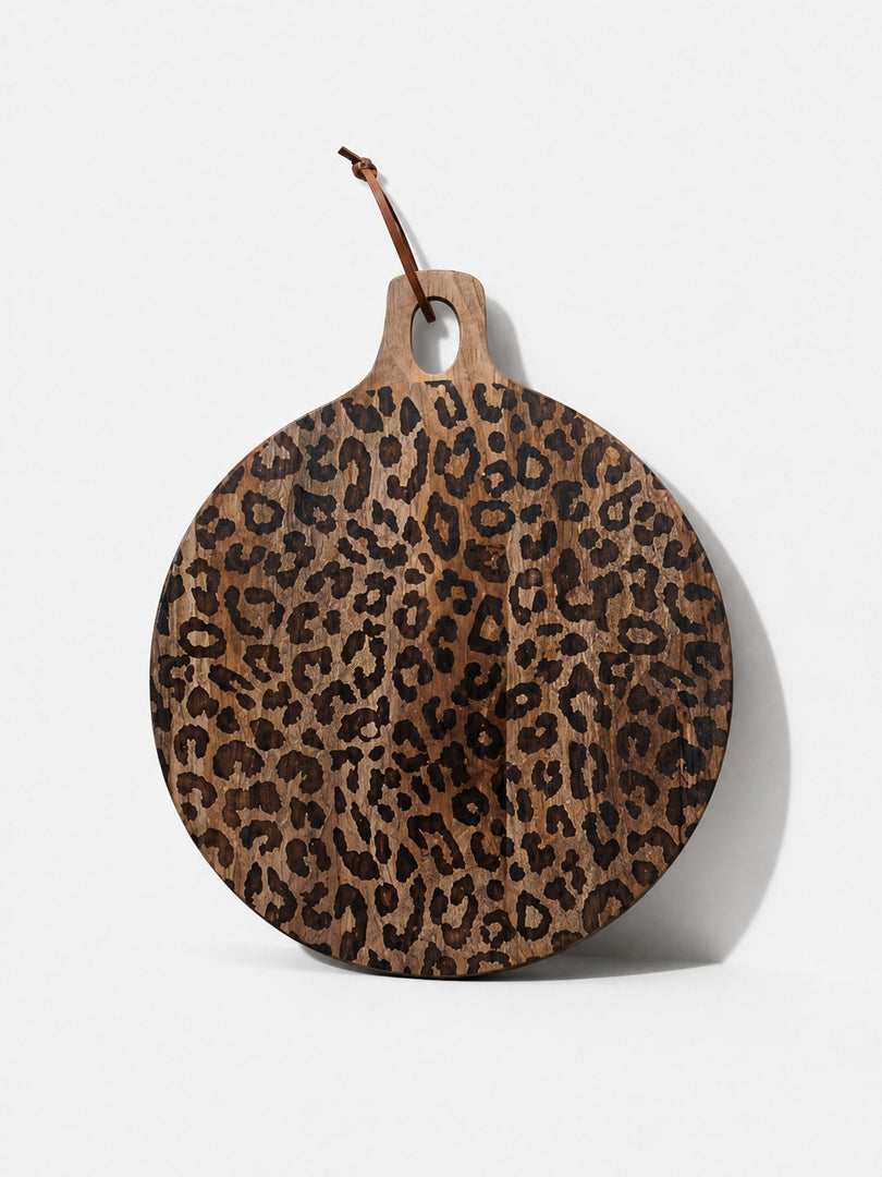 Tabla sólida de madera de sapele con diseño de leopardo - Accesorio funcional para comedor y cocina