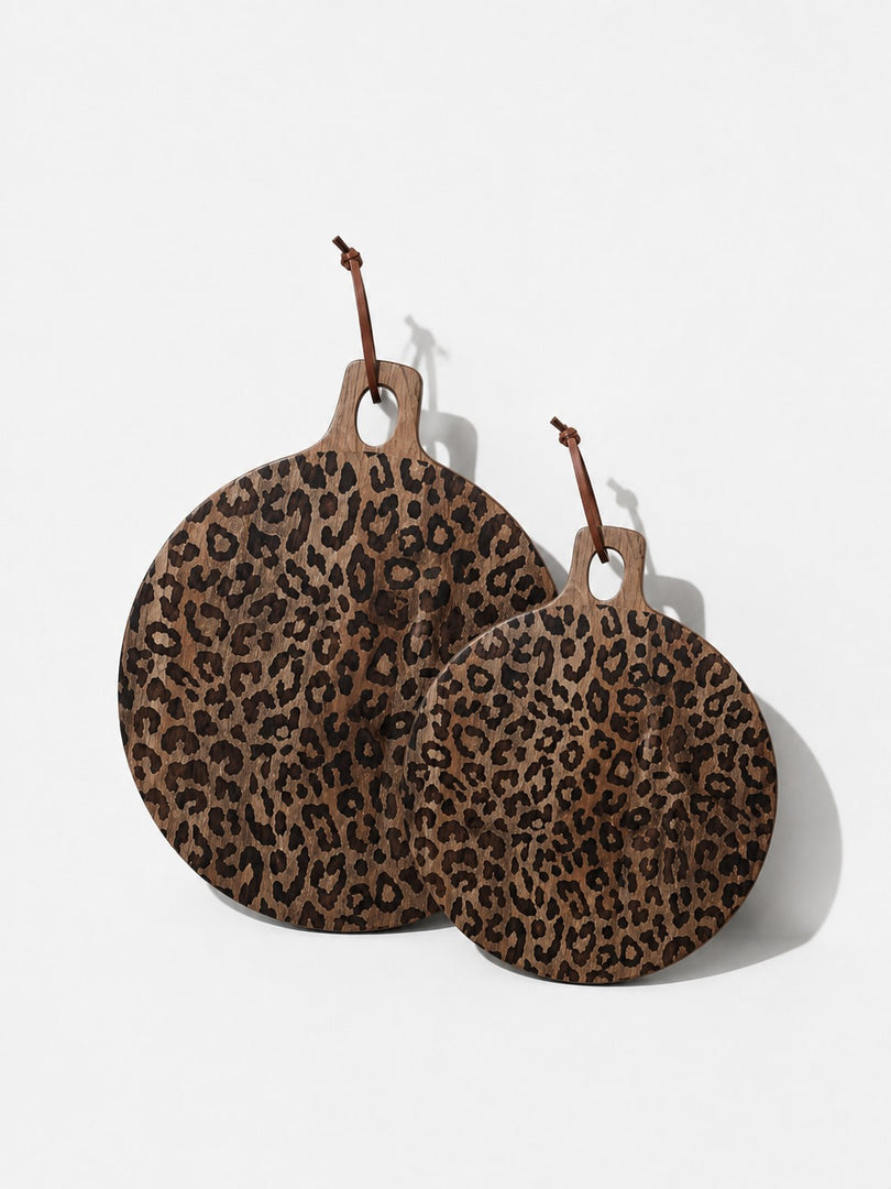 Tabla sólida de madera de sapele con diseño de leopardo - Accesorio funcional para comedor y cocina