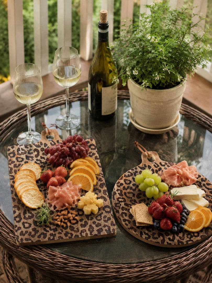 Tabla sólida de madera de sapele con diseño de leopardo - Accesorio funcional para comedor y cocina