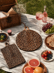 Tabla sólida de madera de sapele con diseño de leopardo - Accesorio funcional para comedor y cocina