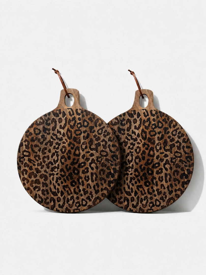 Tabla sólida de madera de sapele con diseño de leopardo - Accesorio funcional para comedor y cocina