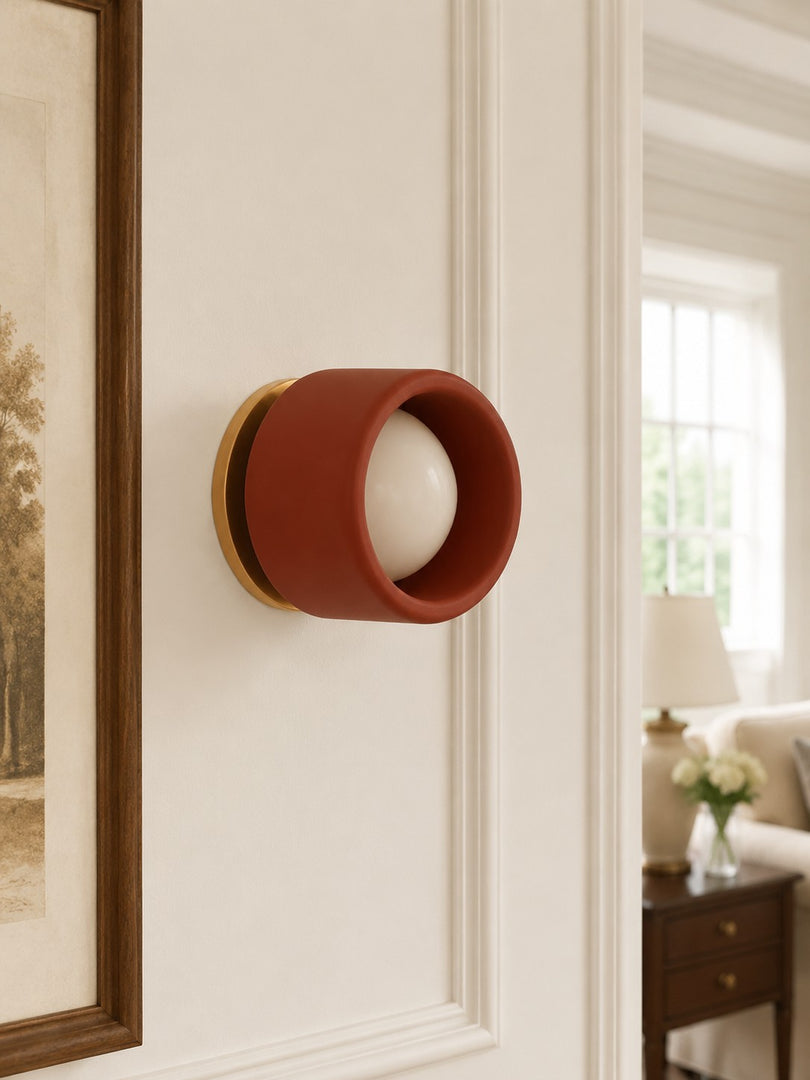 Cerova Porcelain Wall Sconce - Minimal Round Flush Mount Ceramic Light