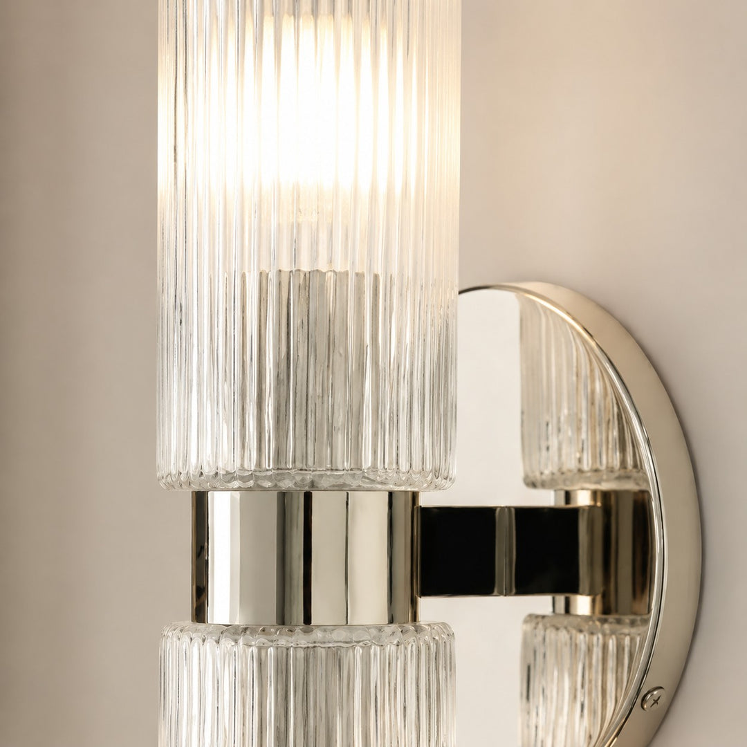 Rivora gerilltes Glasrohr Doppelwandlampe – Zeitgenössische Wandleuchte für den Eingangsbereich