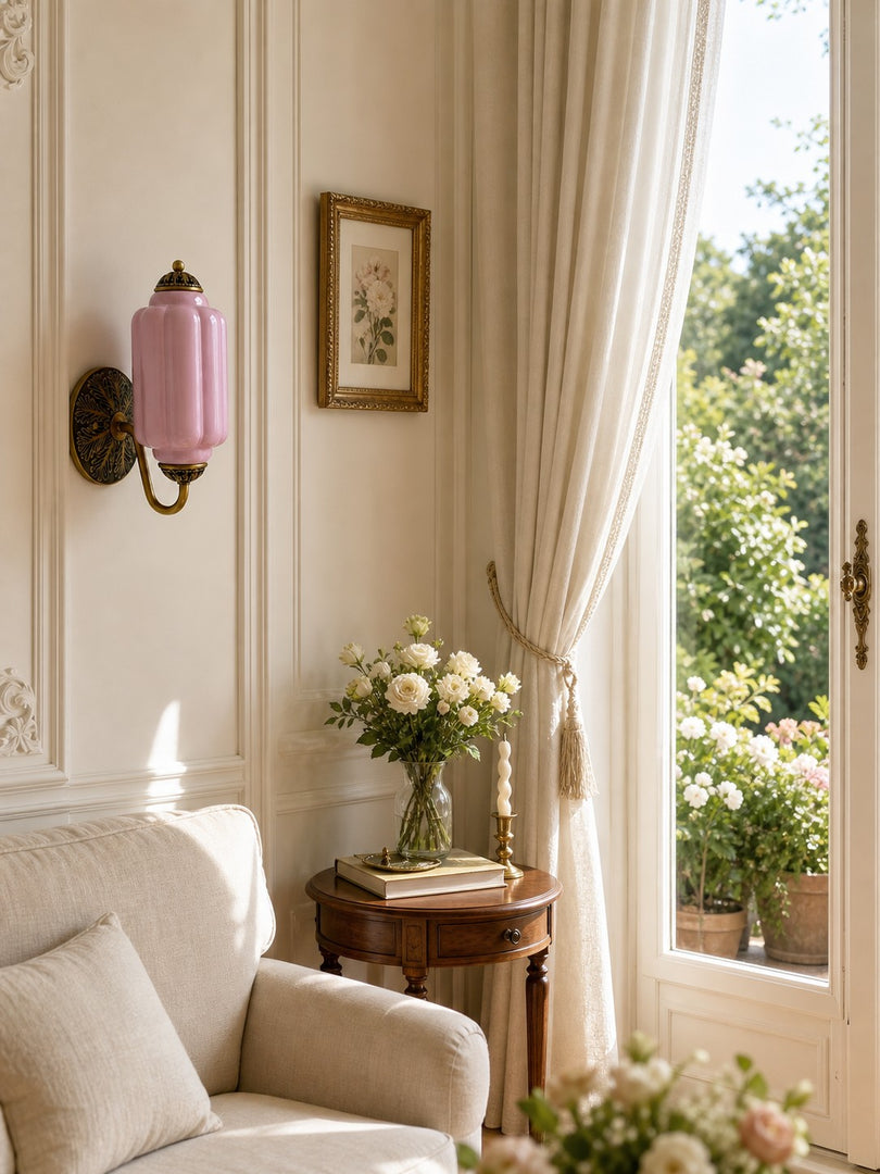 Eloise Vintage Scalloped Milk Glass Wall Sconce - Modern Accent Lighting for Bathroom and Bedroom