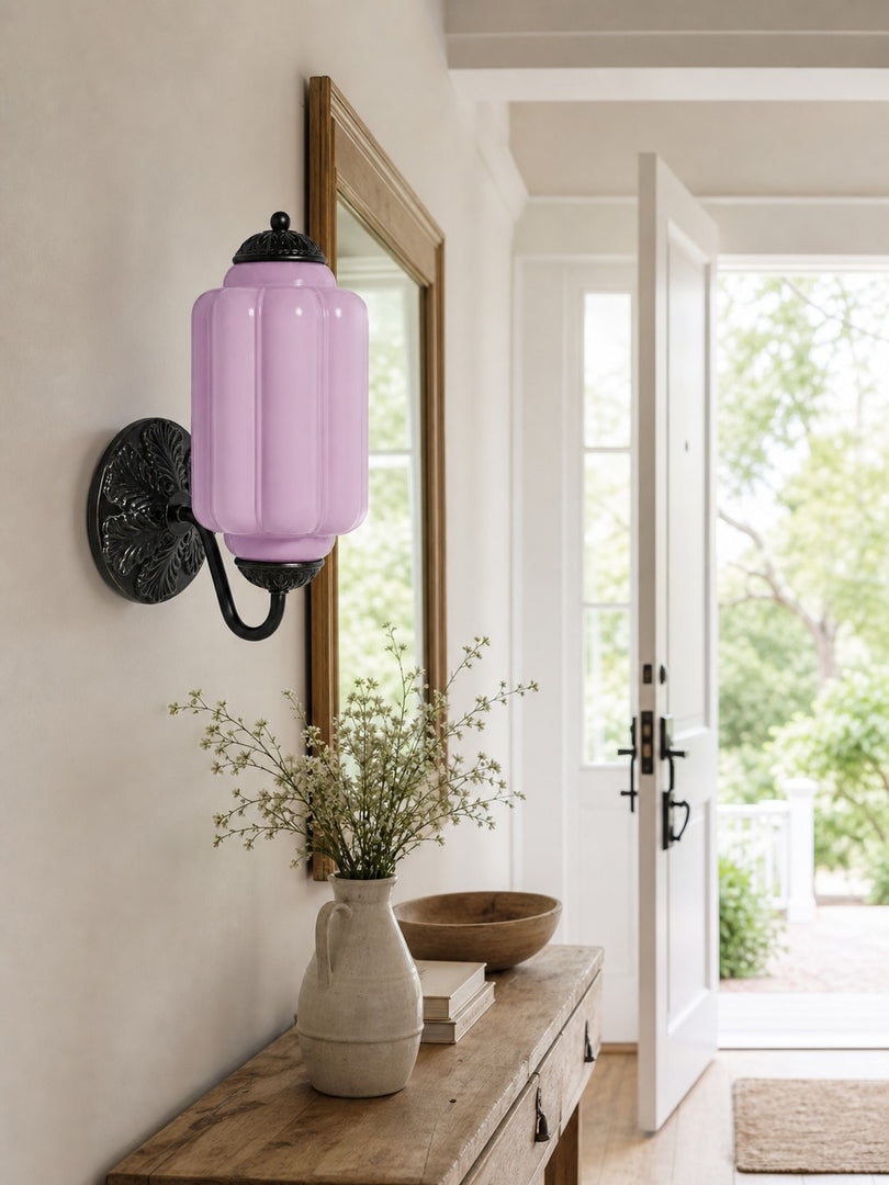 Eloise Vintage Scalloped Milk Glass Wall Sconce - Modern Accent Lighting for Bathroom and Bedroom